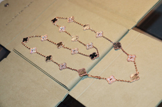 CLOVER 20 MOTIFS DARK MOP DIAMOND PINK GOLD