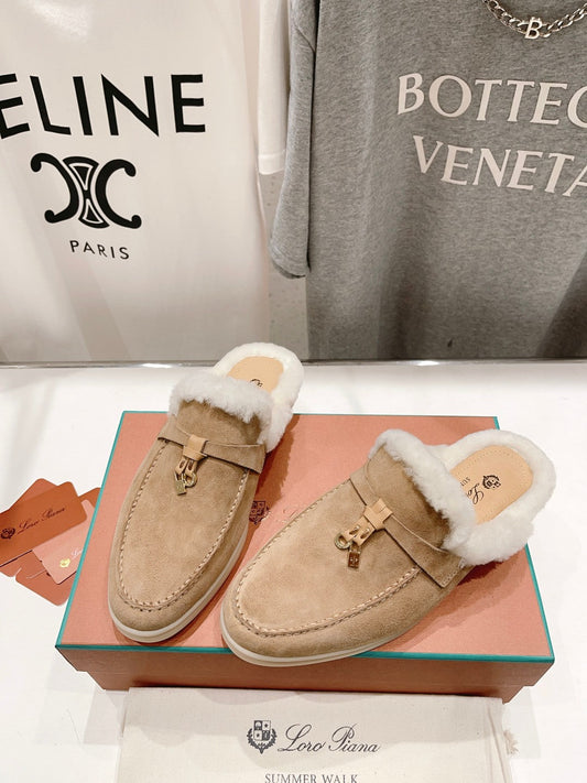 LP CHARMS WALK BABOUCHE LOAFERS CAMEL FLEECE