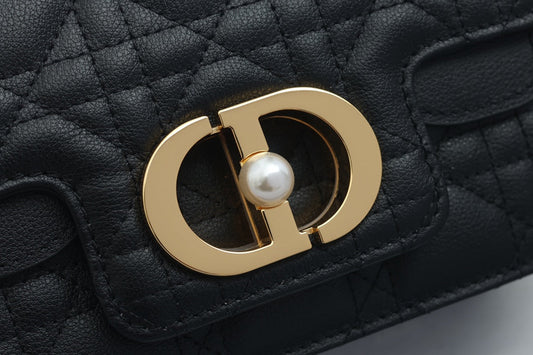 JOLIE TOP HANDLE BAG 19 IN BLACK CANNAGE CALFSKIN