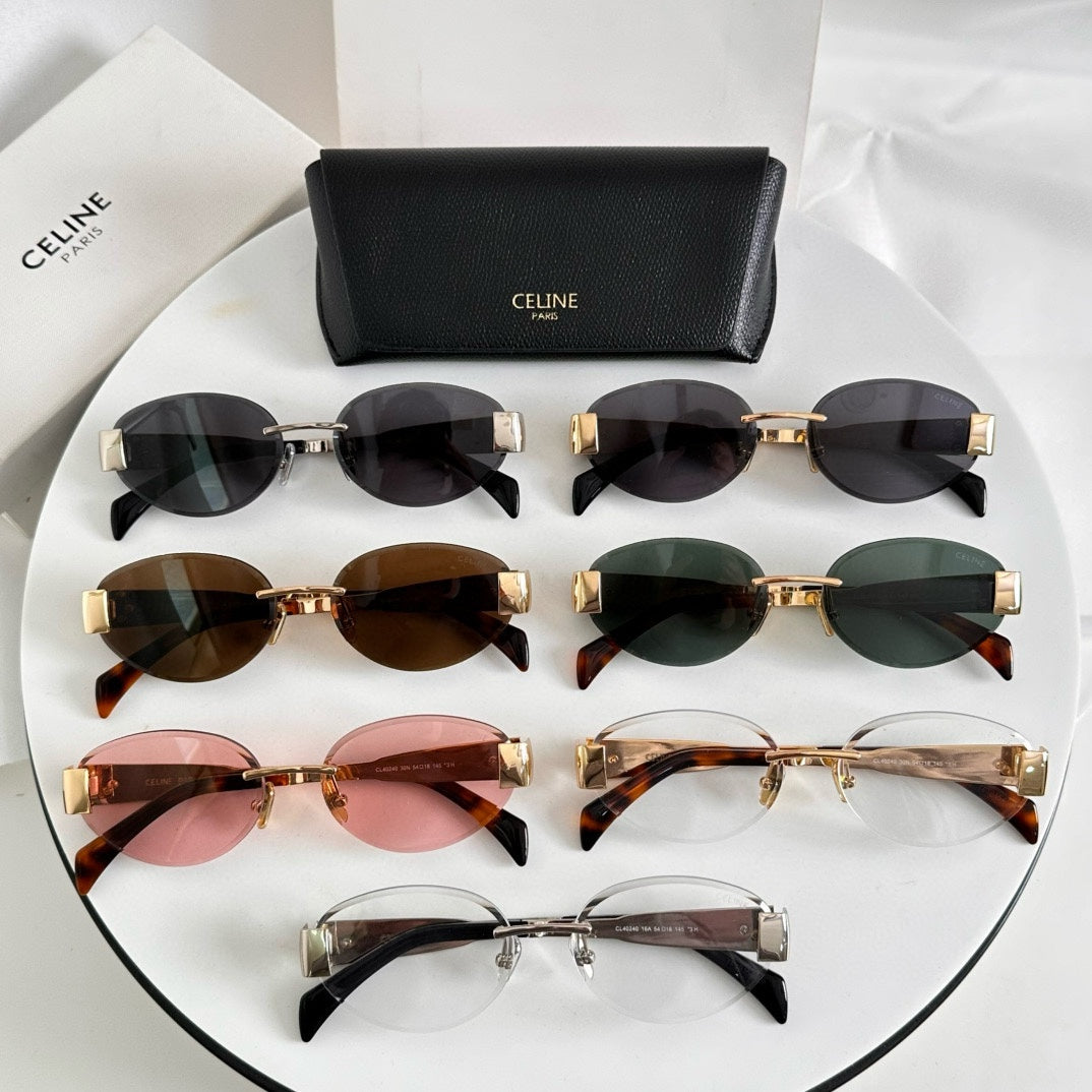 TRIOMPHE OVAL SUNGLASS CL40240l IN METAL