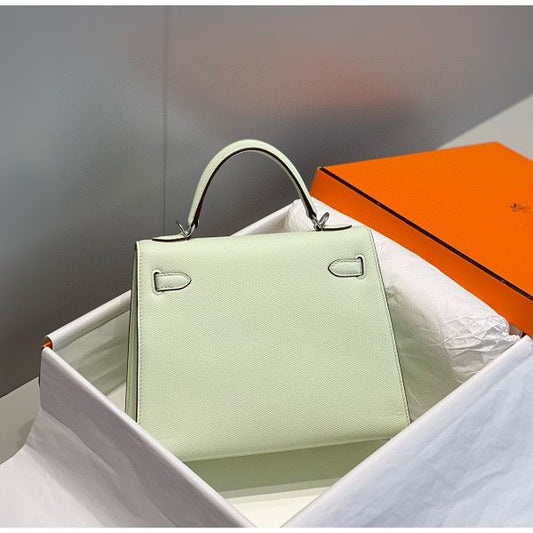 HERM Kelly 28cm Bag In Vert Fizz Epsom Leather PHW