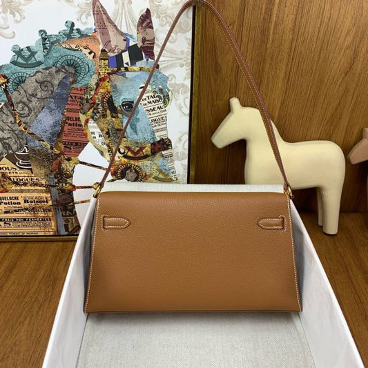 HERM Kelly Elan Handmade Bag In Gold Chevre Mysore Leather