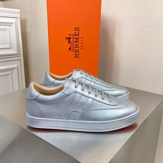 HERM Boomerang Sneakers In Silver Epsom Leather