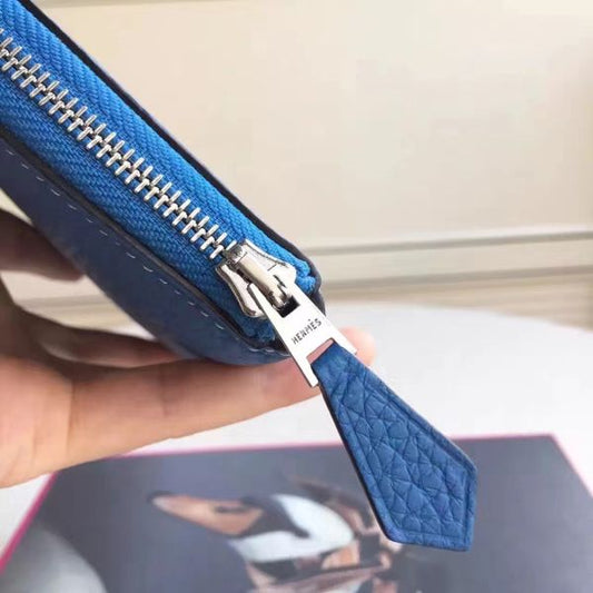 HERM Blue Clemence Azap Zipped Wallet