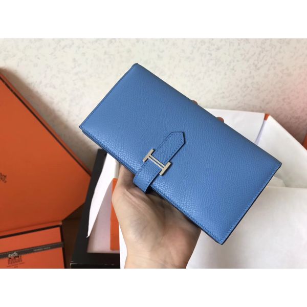 HERM Blue Jean Epsom Bearn Gusset Wallet