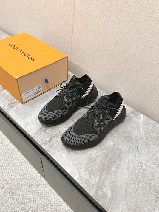 SNEAKERS IN BLACK DAMIER ELASTIC FABRIC
