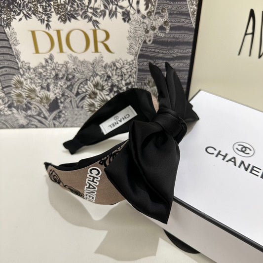 CAMEL BROWN FABRIC AND BLACK SATIN HEADBAND 168577