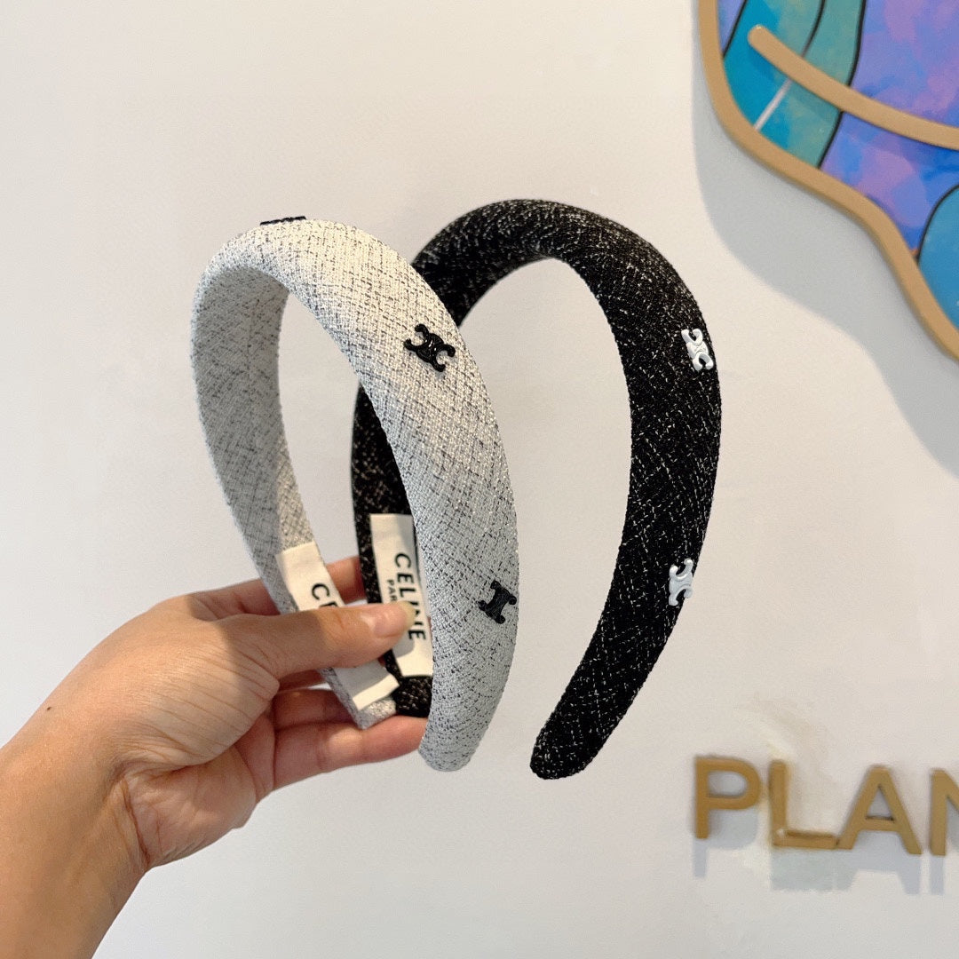 BLACK TWEED FABRIC HAIRBAND 420647