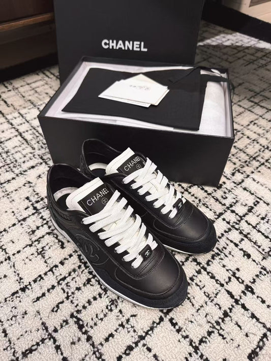 TRAINERS SNEAKER IN BLACK CALFSKIN AND SUEDE