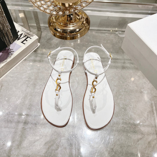 DIORIVIERA C'EST THONG SANDAL WHITE AQUAMARINA CALFSKIN