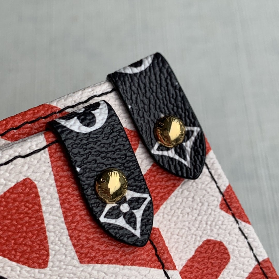 LV CRAFTY ONTHEGO GM CREAM AND RED MONOGRAM GIANT CANVAS