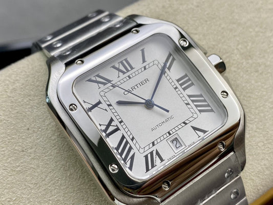 SANTOS DE CARTIE LARGE STEEL CASE WHITE DIAL