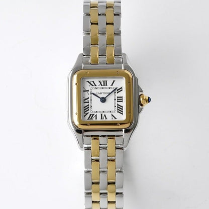 PANTHERE DE CARTIE 22MM QUARTZ GOLD STEEL WHITE DIAL