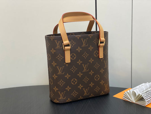 LUCO SHOULDER TOTE BAG 23 MONOGRAM LEATHER BROWN