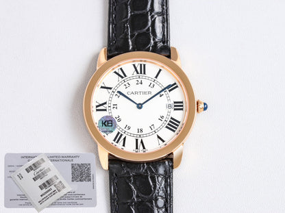 RONDE SOLO PINK GOLD BLACK LEATHER