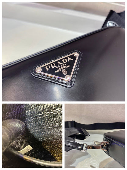 MARIO BRIQUE CROSSBODY BAG 19 IN PATENT BLACK LEATHER