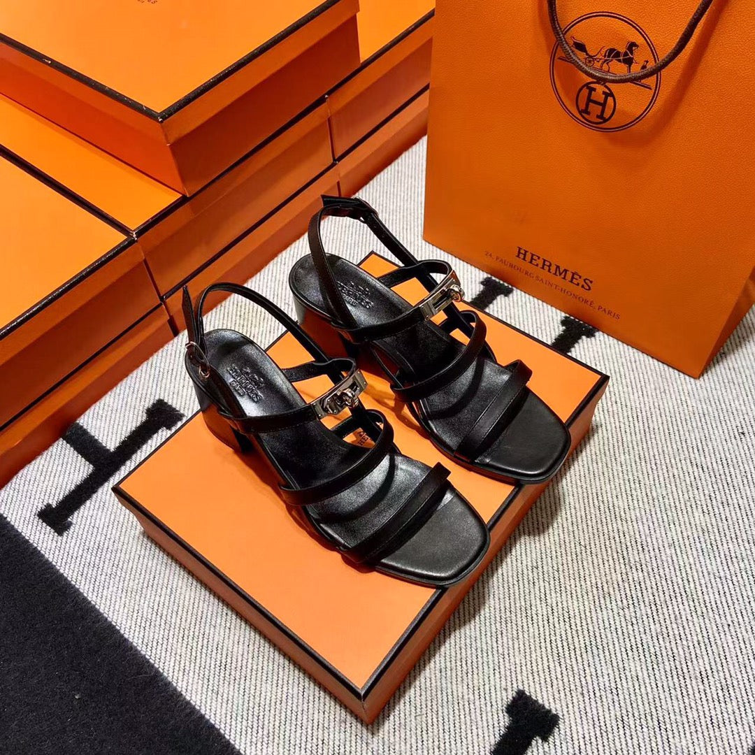 MID - SANDAL BLACK CALFSKIN