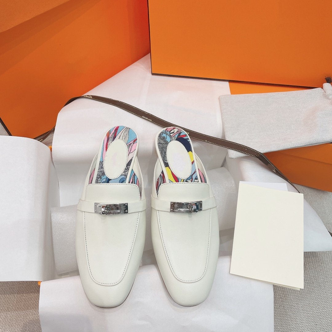 0Z Mule White Calfskin