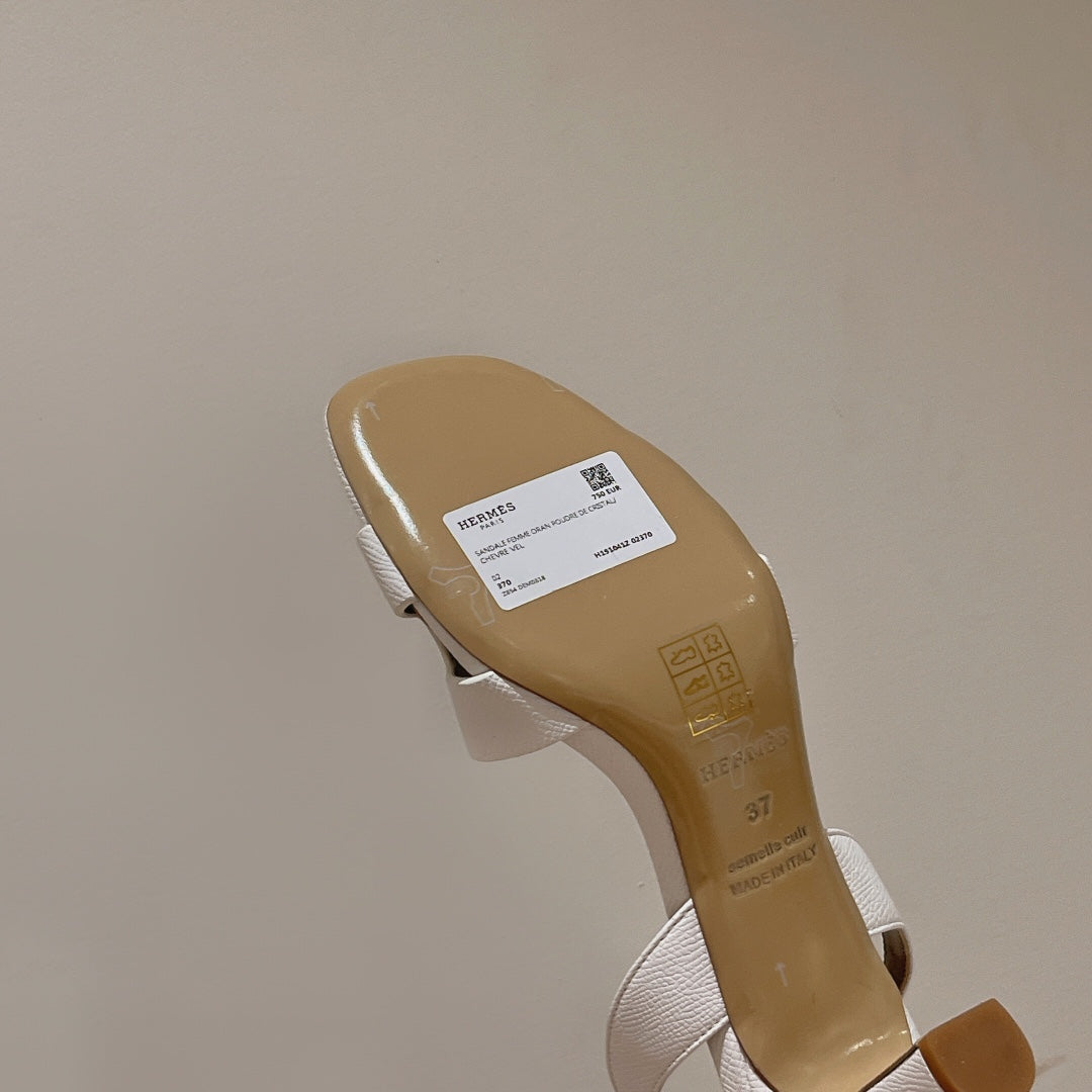 HOLY 75 SANDAL IN WHITE GRAINED CALFSKIN
