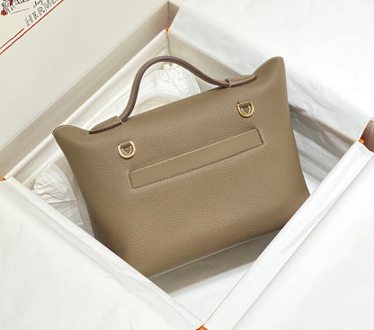 MINI 24/24 29CM IN TOGO ETOUPE EVERCOLOR CALFSKIN GOLD KELLY BUCKLE