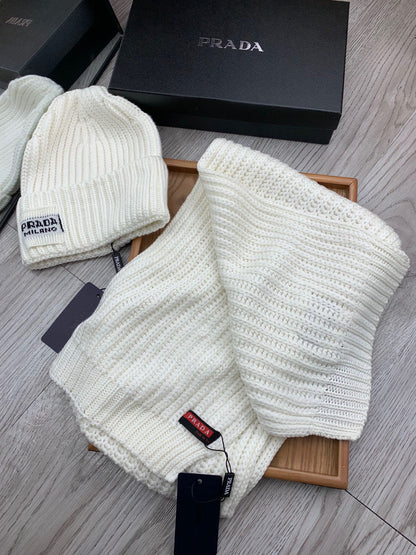 SET SCARF AND HAT IN WHITE WOOL AND RABBIT FUR 388991