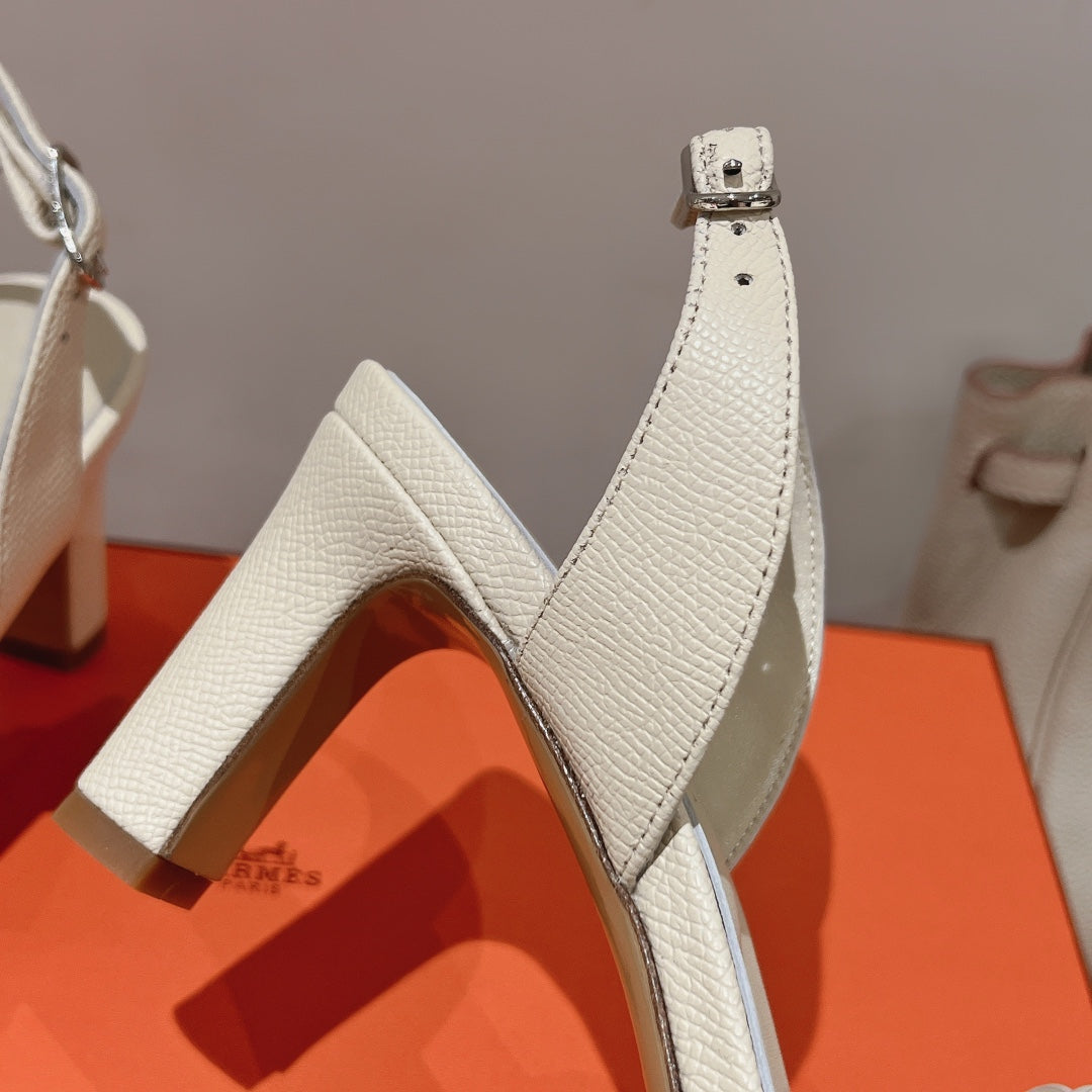 HOLY 75 SANDAL IN WHITE CREAM GRAINED CALFSKIN