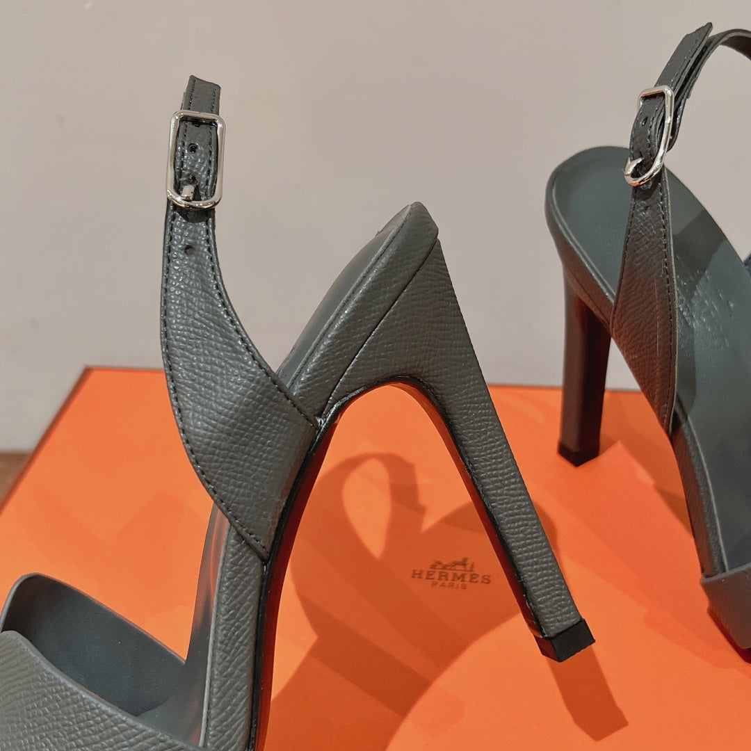HOLY 105 SANDAL IN DARK GRAY GRAINED CALFSKIN