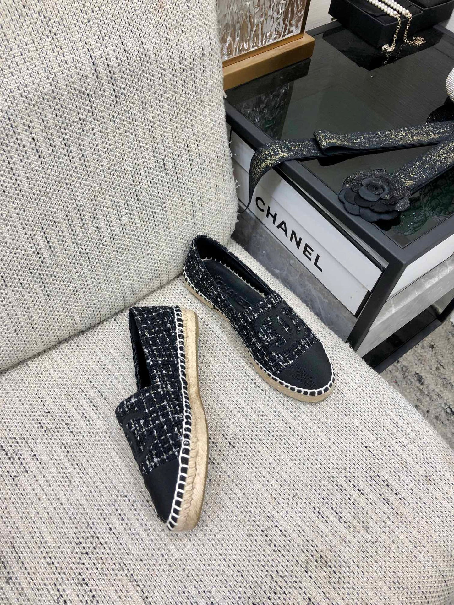 LOAFER IN BLACK MIX WHITE WOOL TWEED