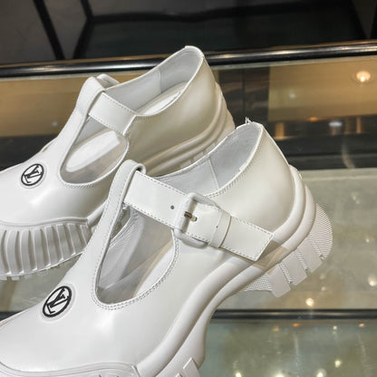 LV WOMEN CHECKER MARY JANE IN WHITE CALFSKIN