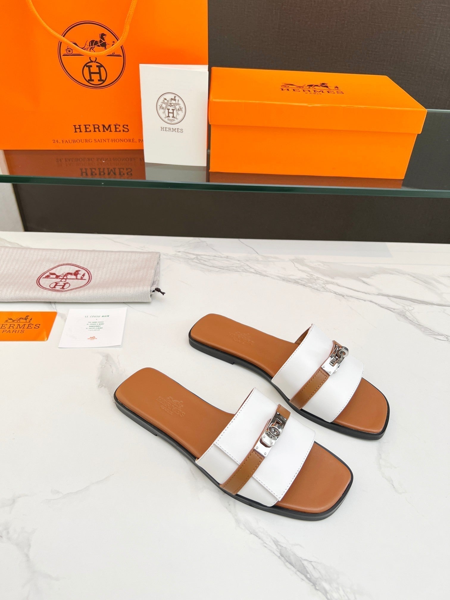 Giulia Sandal White Tan Calfskin
