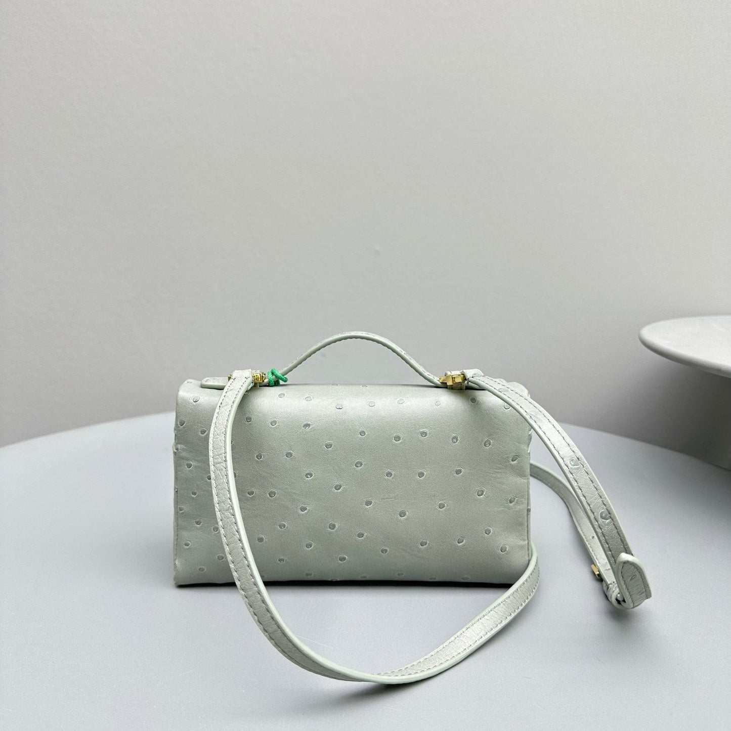 Extra Pocket L19 Sage Ostrich Leather Ghw