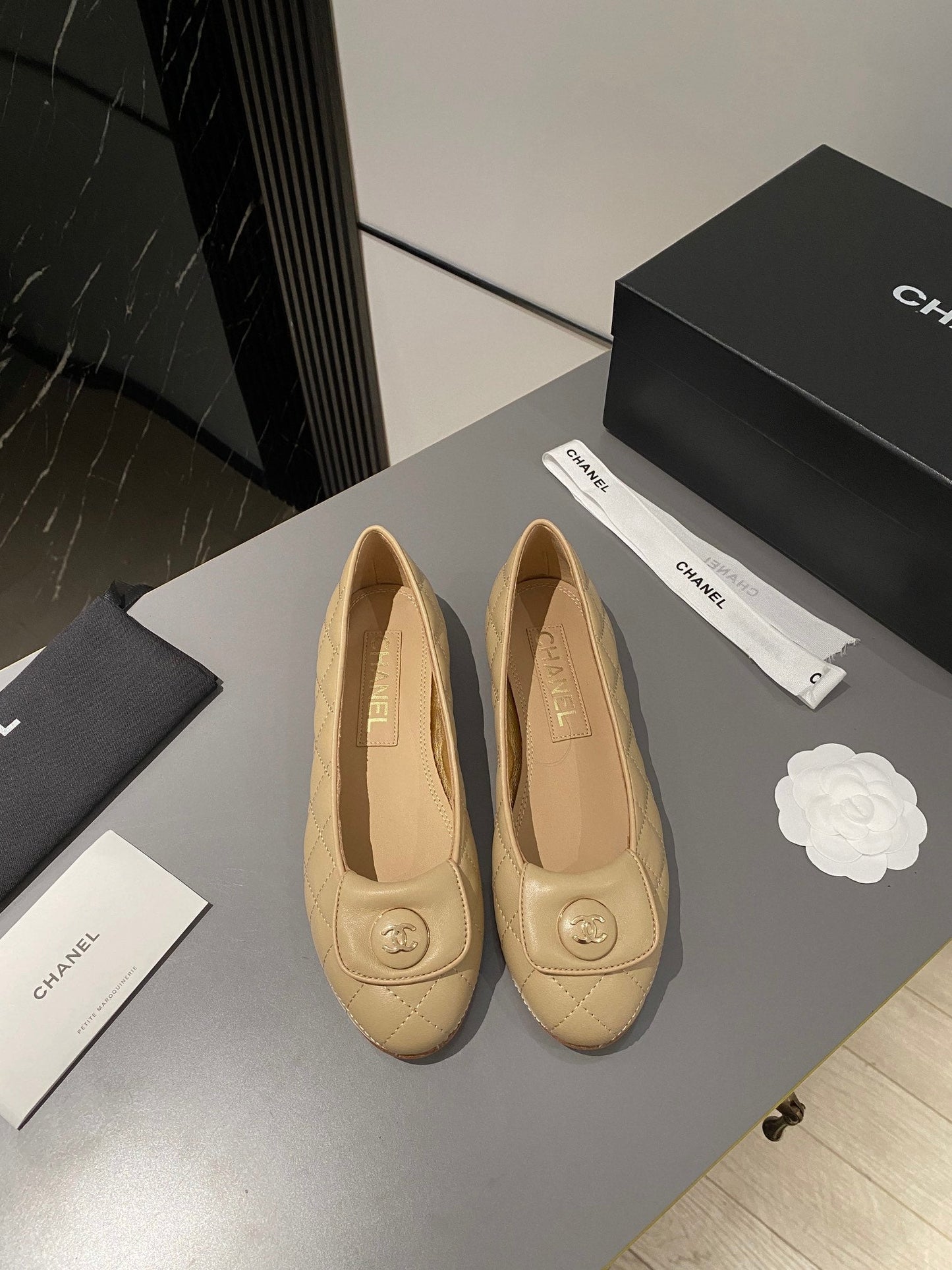 BALLET FLAT BEIGE CREAM LAMBSKIN