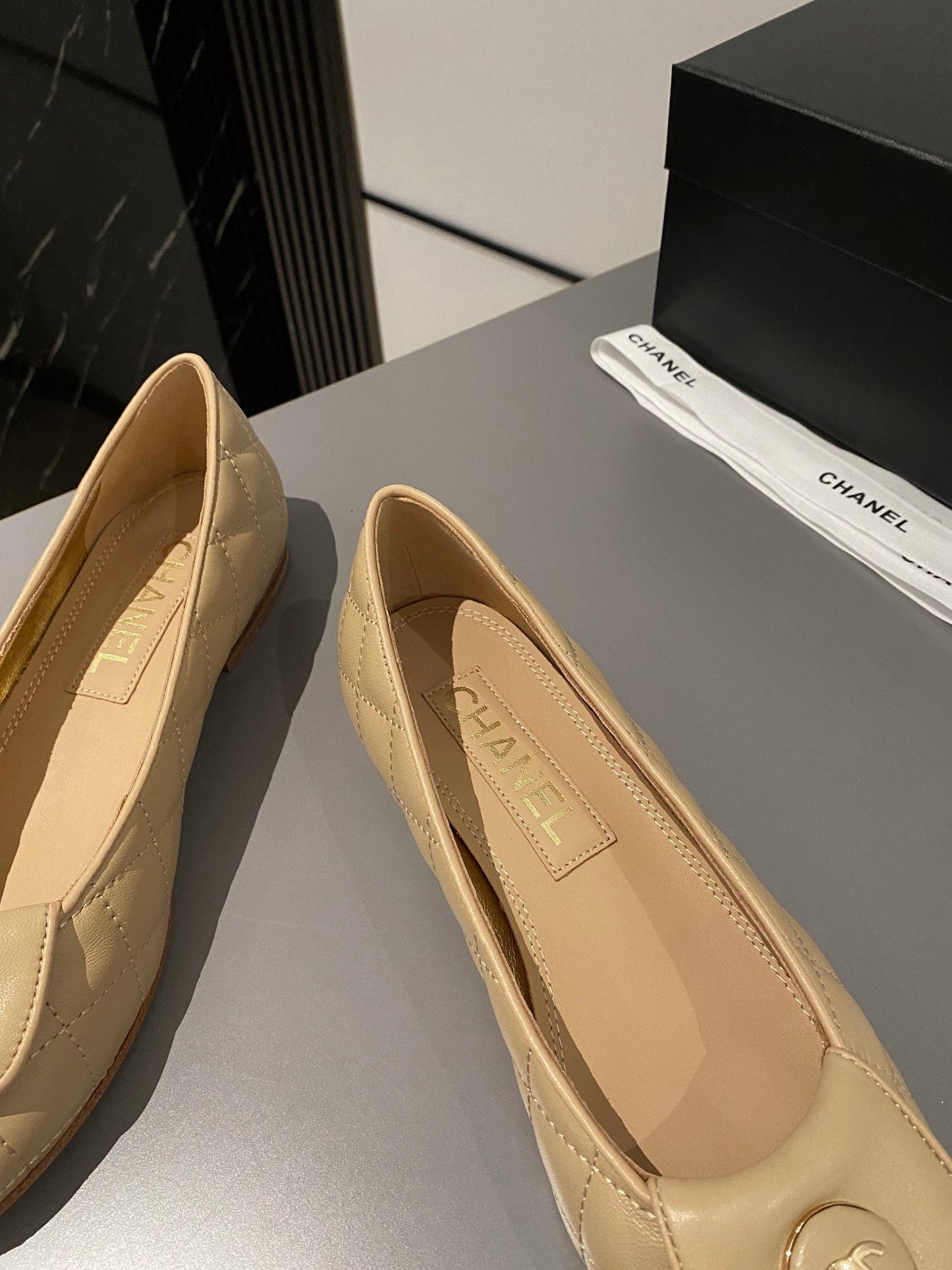 BALLET FLAT BEIGE CREAM LAMBSKIN