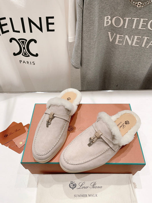 LP CHARMS WALK BABOUCHE LOAFERS CREAMY WHITE FLEECE
