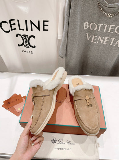 LP CHARMS WALK BABOUCHE LOAFERS CAMEL FLEECE