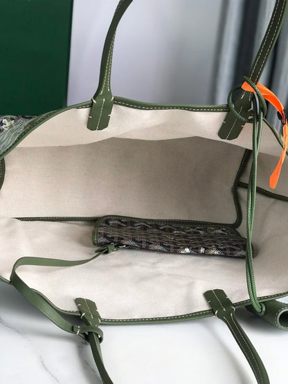 SAINT LOUIS PM BAG 34 IN GREEN MIX BLACK GOYARDINE CANVAS