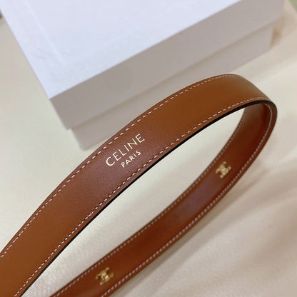 CL MINI 18 MM WESTERN BELT IN BRONZE BROWN CALFSKIN GOLD HARDWARE