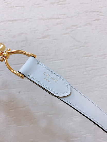 Hook & Loop 20mm TRIOMPHE Logo Square Adjustable Belt White Calfskin Ghw