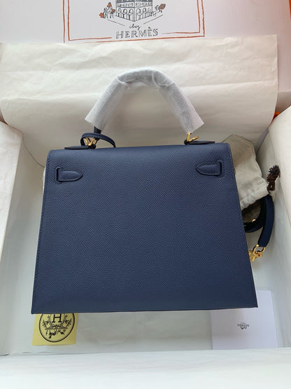 HERM Kelly, 25cm, Deep Blue, Epsom