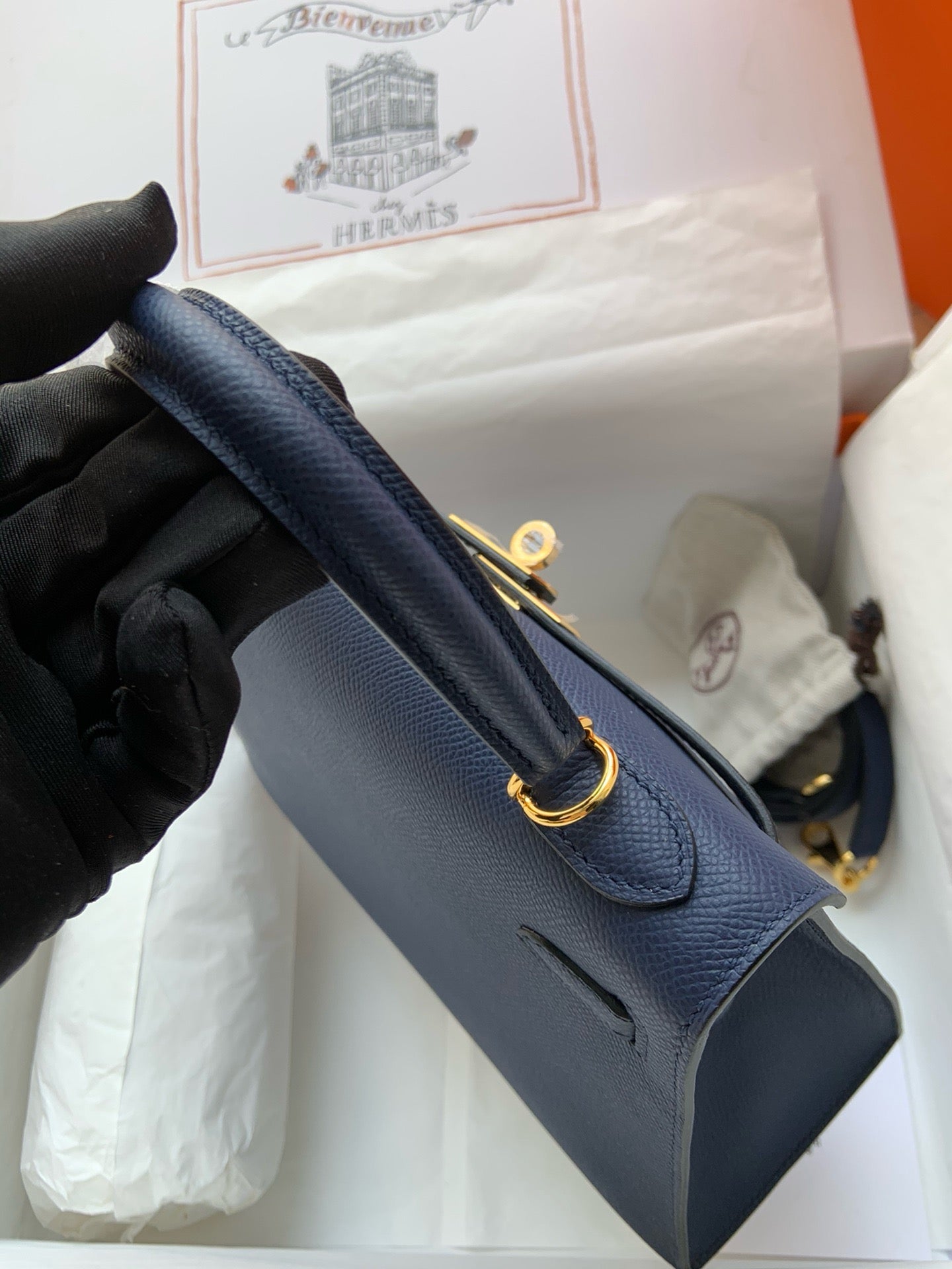 HERM Kelly, 25cm, Deep Blue, Epsom
