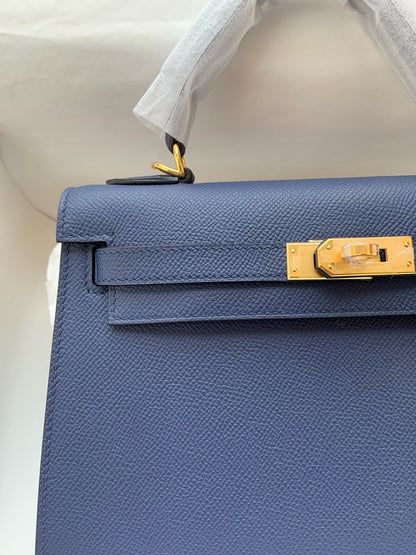 HERM Kelly, 25cm, Deep Blue, Epsom