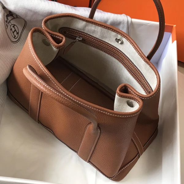 HERM Garden Party 30 Bag In Gold Taurillon Leather