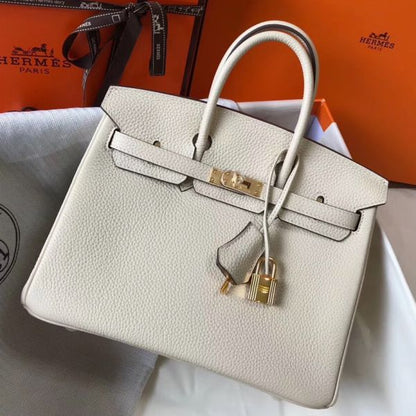 HERM Birkin 25cm Bag In Beton Clemence Leather GHW