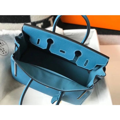 HERM Birkin 30cm Bag In Jean Blue Clemence Leather GHW