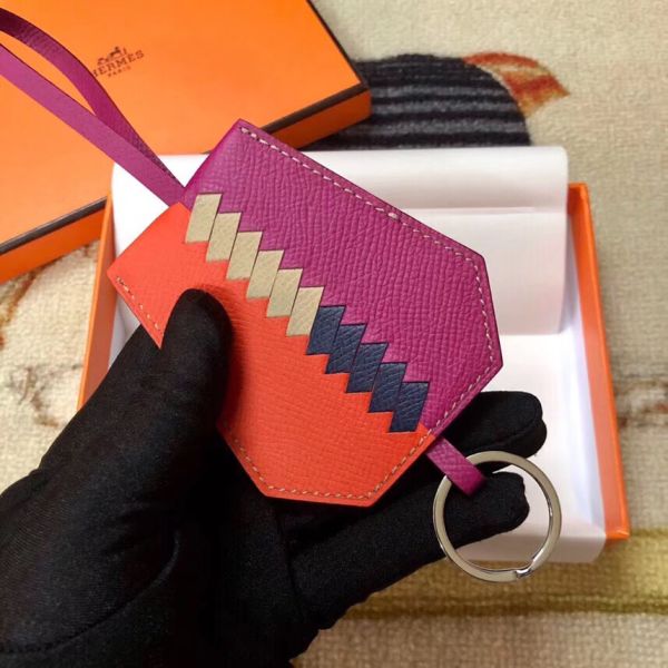 HERM Clochette Cles Grand Tressage Charm In Orange/Purple