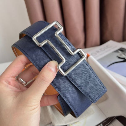 HERM Tonight Reversible Belt 38MM in Blue and Gold Epsom Calfskin