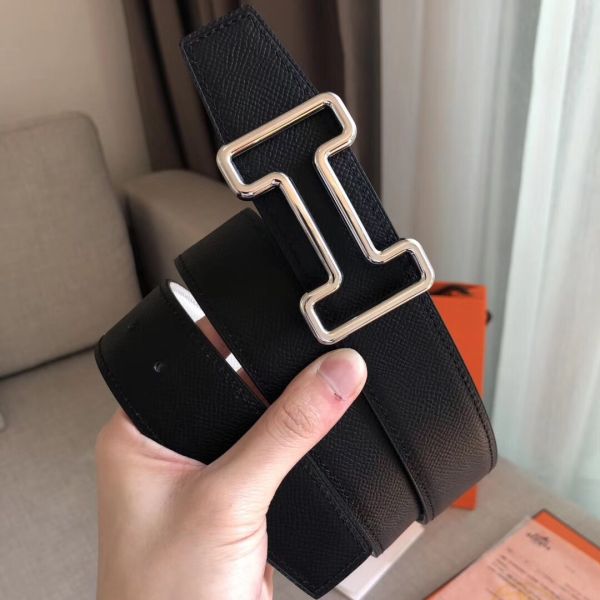 HERM Tonight 38MM Reversible Belt In Black/White Epsom Leather