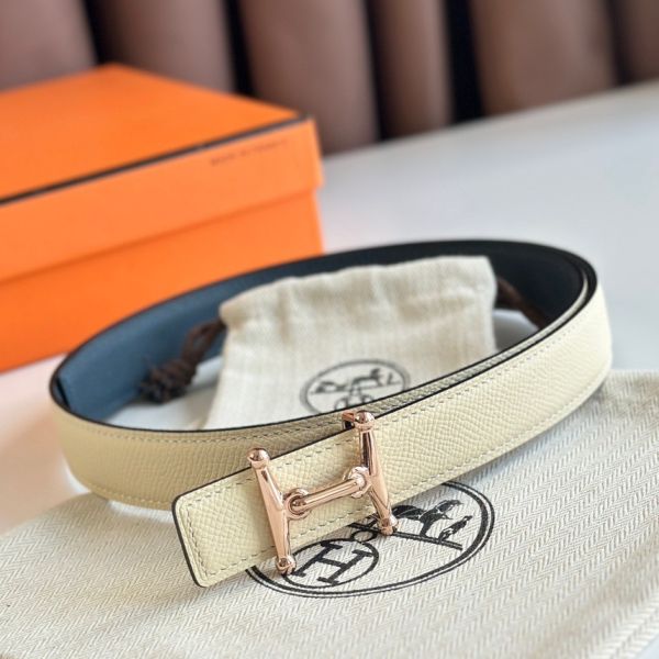 HERM Mors H 24mm Reversible Belt in Blue and White Epsom Leather