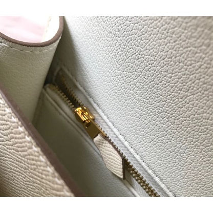 HERM White Constance MM 24cm Epsom Leather Bag