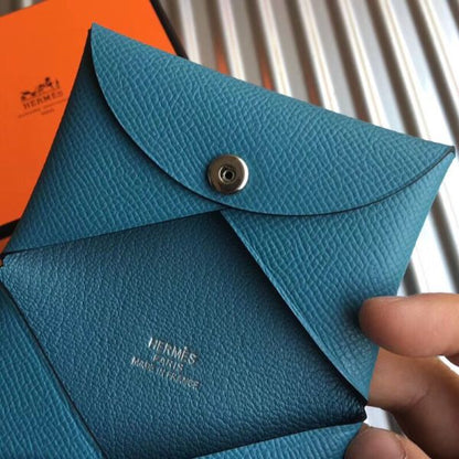 HERM Calvi Card Holder In Blue Jean Epsom Leather
